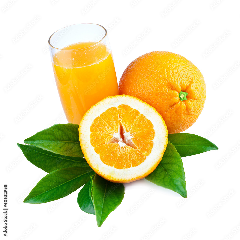 Wall mural Orange Juice over White