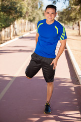 Stretching in a running track