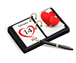 Valentine's Day in calendar. vector