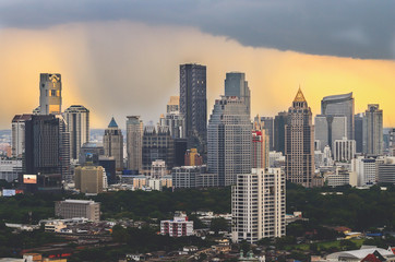 Obraz premium Modern Commercial City (Bangkok) in storm