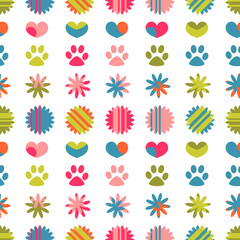 Cute childish seamless pattern with colorful cute elements