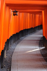 Red Tori Gate at Fushimi Inari Shrine in Kyoto, Japan © kittipak