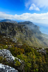 Fototapeta na wymiar Rock i Panorama na góry Table Mountain, Cape Town, Republika Południowej Af