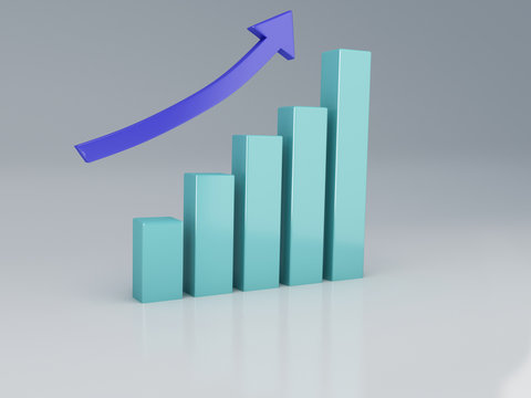 business statistics graph, 3d render