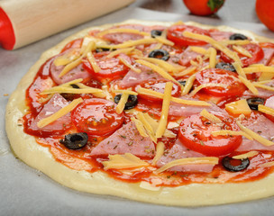 Ingredients for baking pizza