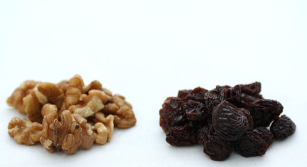 Walnuts and Raisins with Copy Space above
