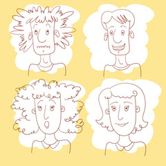 Shaggy And Brush Hair Doodly People.