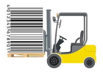 Forklift and barcode illustration