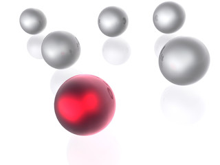 Red and grey spheres