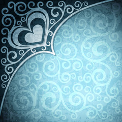 Abstract blue grunge valentine illustration.