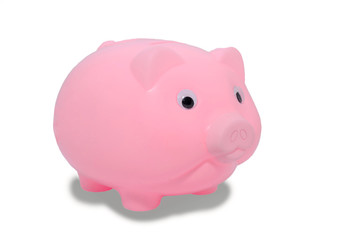 pink piggy bank isolated on white background