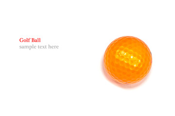 Close up golf ball on white background(with sample text)