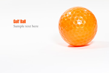 Close up golf ball on white background(with sample text)