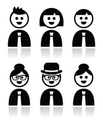 People in bussiness clothes, tie icons set