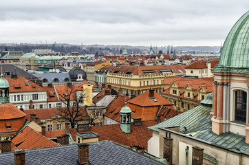 Fototapeta na wymiar view over the roofs and towers of prague