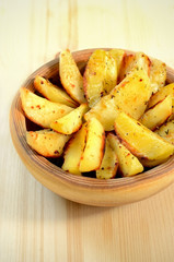 Fried potato wedges