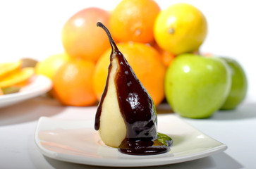 pear with chocolate