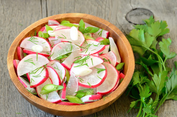 Radish salad in bowl
