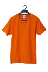 Orange T-Shirt on hanger /clipping path