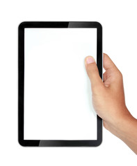 photo of a tablet held by a hands