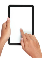 hands holding and touching on tablet pc