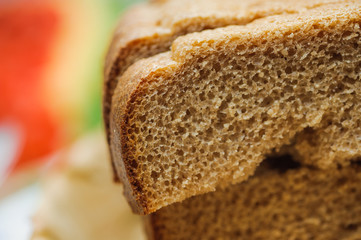 sliced of baked brown bread