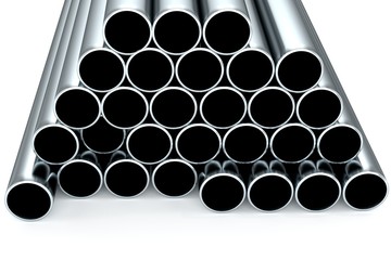 Metal tubes on whitre background