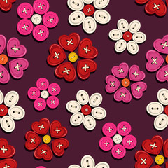 Seamless pattern of button flowers