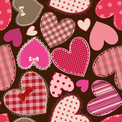 Seamless pattern of heart patchworks