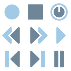 Media player icons, blue solid series