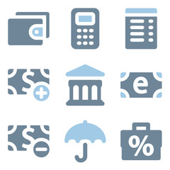 Finance icons, blue solid series