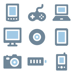 Electronics icons, blue solid series