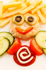 french fries with cutlet for kids menu