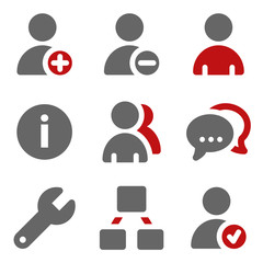 Users web icons, dark red and grey