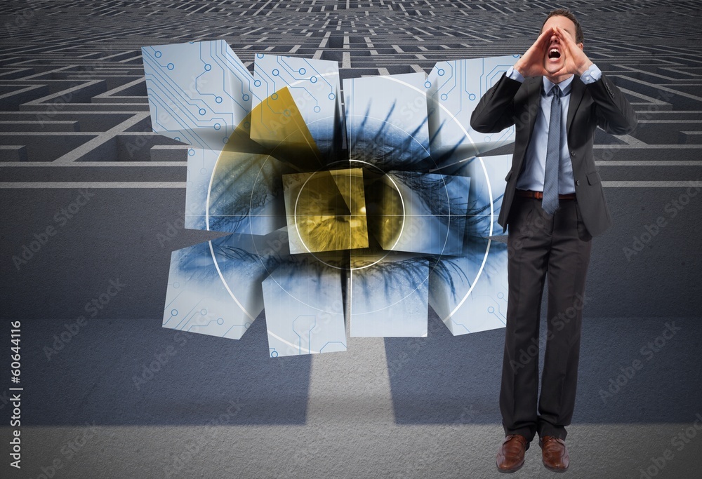 Poster composite image of shouting businessman