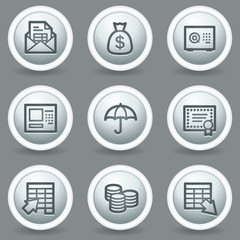 Banking web icons, circle grey matt buttons