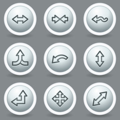 Arrows web icons set 2, circle grey matt buttons