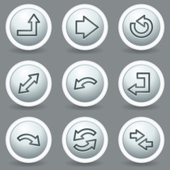 Arrows web icons set 1, circle grey matt buttons