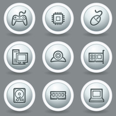 Computer web icons, circle grey matt buttons