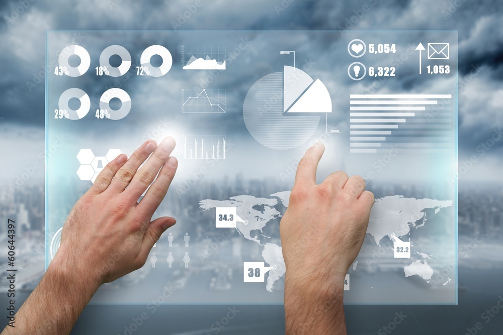 Poster Composite image of hands pointing and presenting