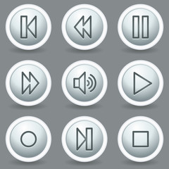 Walkman web icons, circle grey matt buttons