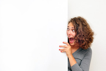 young woman looking at copyspace