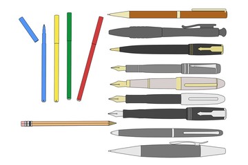 cartoon image of pens set