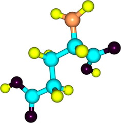 Molecular structure of Glutamic Acid isolated on white
