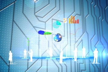 Composite image of circuit board on futuristic background