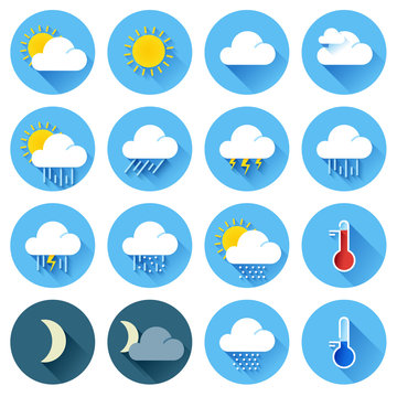 Flat color weather icons