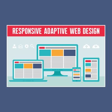 Responsive Adaptive Web Design in Flat Design Style.