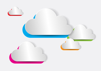 Abstract Colorful Paper Cloud for Computing, Web, Apps - Vector