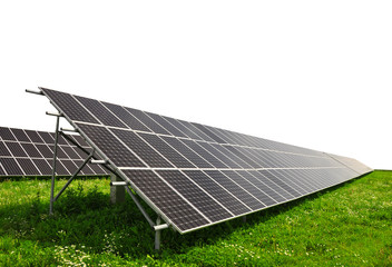 Solar energy panels on white background