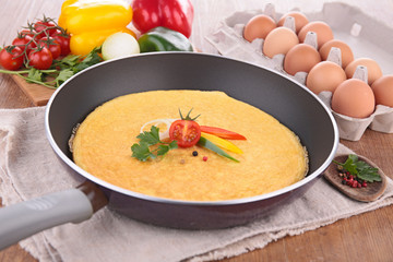 omelette in frying pan